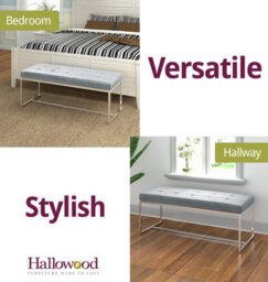 Hallowood Furniture Finley Velvet Bench With Metal Base - thumbnail 6