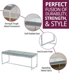 Hallowood Furniture Finley Velvet Bench With Metal Base - thumbnail 2