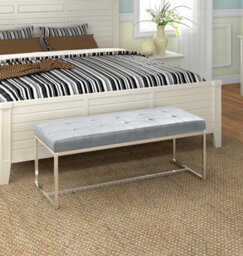 Hallowood Furniture Finley Velvet Bench With Metal Base - thumbnail 1