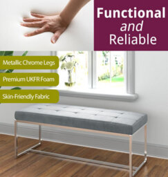 Hallowood Furniture Finley Velvet Bench With Metal Base - thumbnail 4