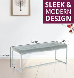 Hallowood Furniture Finley Velvet Bench With Metal Base - thumbnail 3