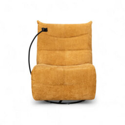 Textured Chenille Gold Manual Recliner Swivel Chair With Phone Holder Garda - thumbnail 3
