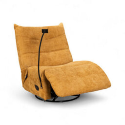 Textured Chenille Gold Manual Recliner Swivel Chair With Phone Holder Garda - thumbnail 5