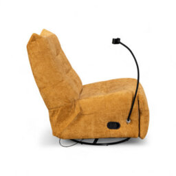 Textured Chenille Gold Manual Recliner Swivel Chair With Phone Holder Garda - thumbnail 6