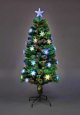 Shatchi 5Ft/150Cm Snowflakes Fibre Optic Christmas Tree Led Pre-Lit - image 1