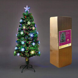Shatchi 5Ft/150Cm Snowflakes Fibre Optic Christmas Tree Led Pre-Lit - thumbnail 2