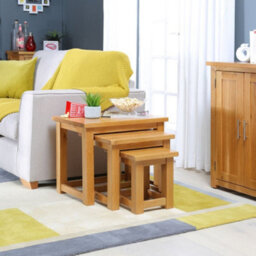The Furniture Market London Oak Nest Of 3 Side Table Set - thumbnail 5