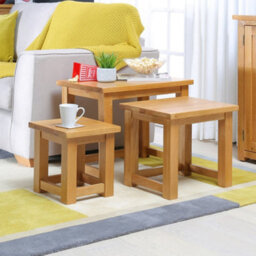 The Furniture Market London Oak Nest Of 3 Side Table Set - thumbnail 6