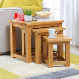The Furniture Market London Oak Nest Of 3 Side Table Set