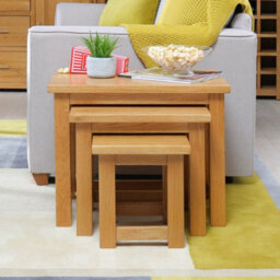 The Furniture Market London Oak Nest Of 3 Side Table Set - thumbnail 2