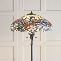 Luminosa Lighting Luminosa 2 Light Floor Lamp Dark Bronze, Tiffany Glass, E27 - thumbnail 3