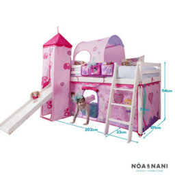 Nöa & Nani Noa & Nani Cabin Kids Solid Wood Midsleeper Bed With Slide & Fairies Package In Classic White Moro - thumbnail 9