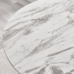 Furniturebox Palma White Marble Effect Round 4-6 Seater Pedestal Dining Table & 4 Black Corona Faux Leather Silver Leg Chairs - thumbnail 7