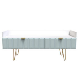 Cube Ready Assembled Matt Duck Egg & White Media Unit With 2 Drawers, (H)128Cm X (W)51.5Cm X (D)39.5Cm - thumbnail 1