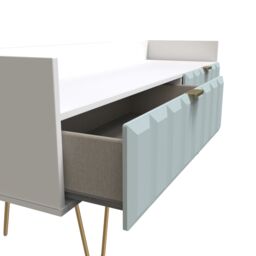 Cube Ready Assembled Matt Duck Egg & White Media Unit With 2 Drawers, (H)128Cm X (W)51.5Cm X (D)39.5Cm - thumbnail 4