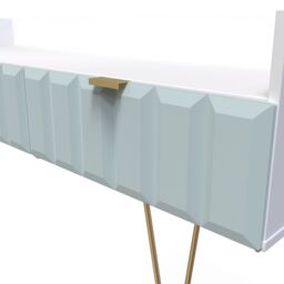 Cube Ready Assembled Matt Duck Egg & White Media Unit With 2 Drawers, (H)128Cm X (W)51.5Cm X (D)39.5Cm - thumbnail 3