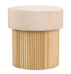 Nordlys Beige Velvet Pouf With Storage Vintage Style Living Room - thumbnail 2