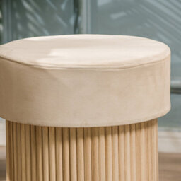 Nordlys Beige Velvet Pouf With Storage Vintage Style Living Room - thumbnail 7