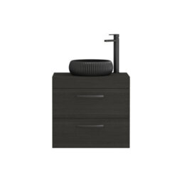 Royal Bathrooms Turin 500mm Wall Mounted Bathroom Vanity Unit With Sink 2 Drawer Hale Black & Milan Black Countertop Basin - thumbnail 5