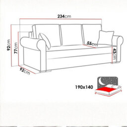 Olimpia Corduroy Sofa Bed With Storage Dl Pull Out Sleeping Function Freestanding Back 234X92X92Cm Yellow - thumbnail 3