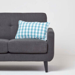 Homescapes Blue Block Check Cotton Gingham Cushion Cover, 30 X 50 Cm - thumbnail 2