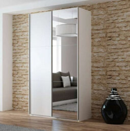 Arte White Matt Mirrored Sliding Wardrobe 120Cm - Brighten & Organise Effortlessly - thumbnail 1