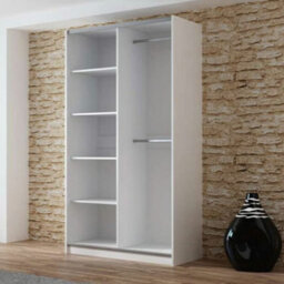 Arte White Matt Mirrored Sliding Wardrobe 120Cm - Brighten & Organise Effortlessly - thumbnail 3