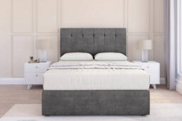 "Sloomy Highbury Steel Plush Divan Bed Base No Drawers - 26"" Strutted Headboard 5' King"