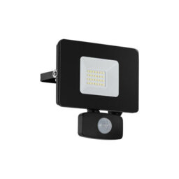Ip44 Outdoor Flood Light With Pir Sensor - 20W Led In Black Aluminium