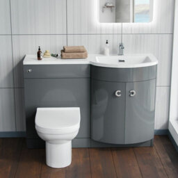 Nes Home Manifold Bathroom Grey Rh Basin Sink Vanity Unit Back To Wall Wc Toilet 1100mm - thumbnail 5