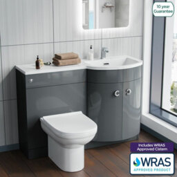 Nes Home Manifold Bathroom Grey Rh Basin Sink Vanity Unit Back To Wall Wc Toilet 1100mm