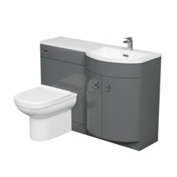 Nes Home Manifold Bathroom Grey Rh Basin Sink Vanity Unit Back To Wall Wc Toilet 1100mm - thumbnail 6