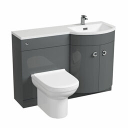 Nes Home Manifold Bathroom Grey Rh Basin Sink Vanity Unit Back To Wall Wc Toilet 1100mm - thumbnail 7