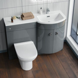 Nes Home Manifold Bathroom Grey Rh Basin Sink Vanity Unit Back To Wall Wc Toilet 1100mm - thumbnail 2