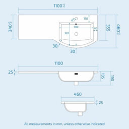 Nes Home Manifold Bathroom Grey Rh Basin Sink Vanity Unit Back To Wall Wc Toilet 1100mm - thumbnail 8