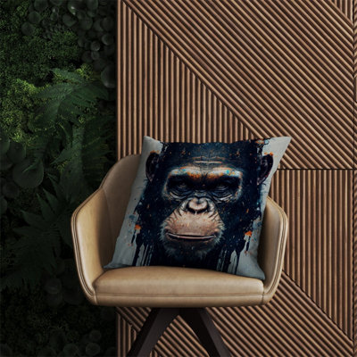 Warren Reed Designer Gorilla Face Splashart Outdoor Cushion 60Cm X 60Cm