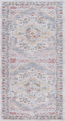 Livabliss Ankara-Vintage Taupe Grey Cream Traditional Boho Living Dining Bedroom Rug 80 X 150 Cm Easy Care, Non Shedding - image 1