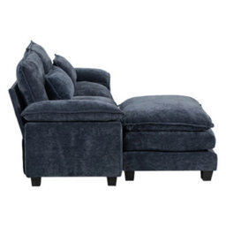 Living And Home 2-Seater Chenille Upholstered Sectional Sofa With Pillows - thumbnail 3
