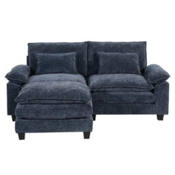 Living And Home 2-Seater Chenille Upholstered Sectional Sofa With Pillows - thumbnail 2
