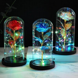 White Rose With Led Light In A Glass Dome, Decorative Night Light For Bedroom, Creative Gift For Valentine's Day Or Holidays - thumbnail 9