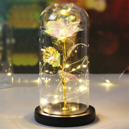 White Rose With Led Light In A Glass Dome, Decorative Night Light For Bedroom, Creative Gift For Valentine's Day Or Holidays - thumbnail 6