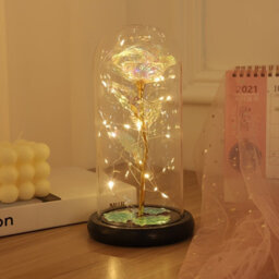 White Rose With Led Light In A Glass Dome, Decorative Night Light For Bedroom, Creative Gift For Valentine's Day Or Holidays - thumbnail 8