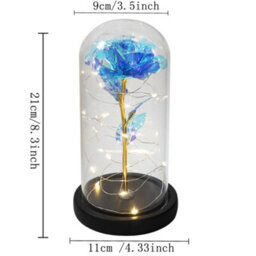 White Rose With Led Light In A Glass Dome, Decorative Night Light For Bedroom, Creative Gift For Valentine's Day Or Holidays - thumbnail 2