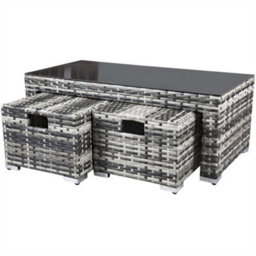 Abrihome Garden Corner Sofa Set 8 Seater Rattan Sofa Outdoor Furniture With Coffee Table 2 Stools, Gray - thumbnail 6