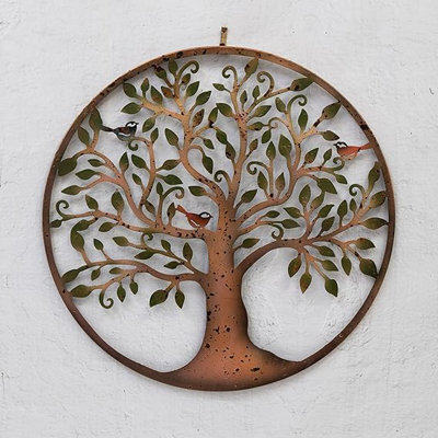 Annibells Rustic Tree Of Life Metal Round Wall Art Garden Plaque Sculpture  - Indoor / Outdoor 40Cms (6275) - image 1