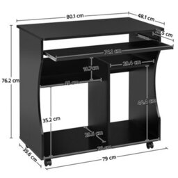 Yaheetech Black Wood Computer Desk With Wheels - thumbnail 3