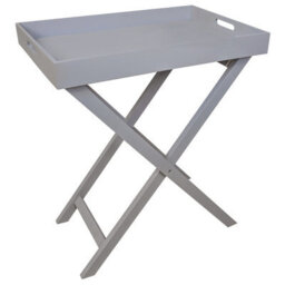 Folding Butlers Tray & Stand - Stylish Wooden Side Table With Detachable Top For Serving Food Or Drinks - H77 X W60 X D40Cm, Grey - thumbnail 4