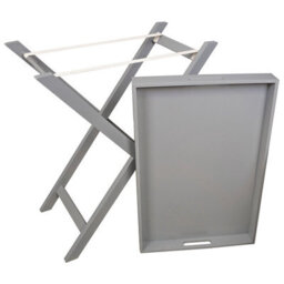 Folding Butlers Tray & Stand - Stylish Wooden Side Table With Detachable Top For Serving Food Or Drinks - H77 X W60 X D40Cm, Grey - thumbnail 5