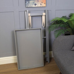 Folding Butlers Tray & Stand - Stylish Wooden Side Table With Detachable Top For Serving Food Or Drinks - H77 X W60 X D40Cm, Grey - thumbnail 3
