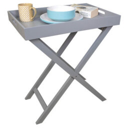 Folding Butlers Tray & Stand - Stylish Wooden Side Table With Detachable Top For Serving Food Or Drinks - H77 X W60 X D40Cm, Grey - thumbnail 6